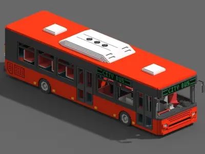 Voxel City Bus Low-poly 3D model