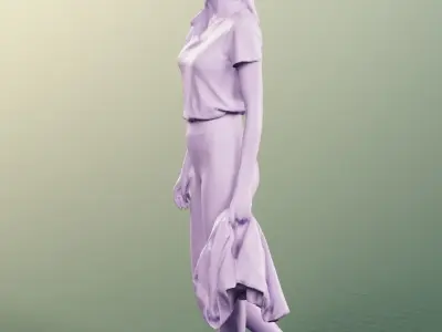 Jule 13393 - Walking Casual Woman Holding Jacket Low-poly 3D model