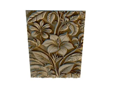 mural flowers decor set wall panel 03 3D model