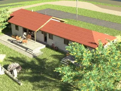 Real scale 3D 2B house 1 floor  3D model