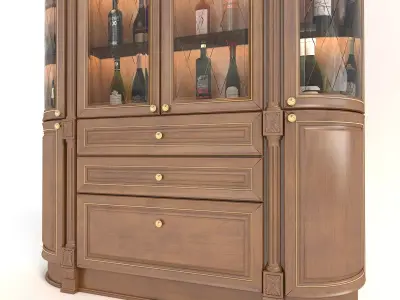 Classic European style Wine Cabinet 4 3D model