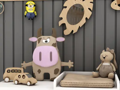 toys and furniture set Low-poly 3D model