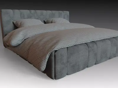 Modern Fabric Bed Free 3D model