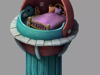 gAME Wood Stitch House - Tower 02 3D model