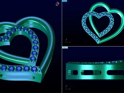 symmetry heart shape pendent bridge connected  3D print model