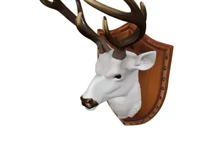White Deer Head Wall Mount Trophy Low-poly 3D model