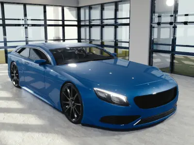 BLENDER EEVEE Brandless Sports GT shooting brake Low-poly 3D model