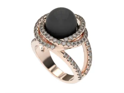 Pearl Engagement Ring 3d printable model  Unique Wedding Ring  3D print model