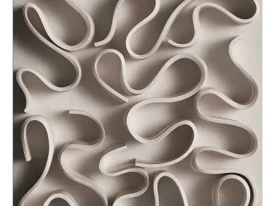 Wall art Abstract folded ceramic relief 3D model