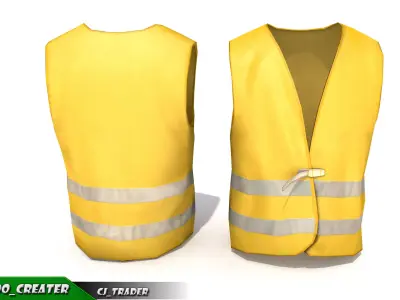 Worker Vest Yellow Safety Vest Lowpoly 3d model Low-poly 3D model