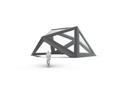 Geodesic Dome Structure with Frame and Glass Panels 3D model