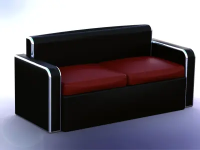 Minimalist Couch - Leather and steel Free 3D model
