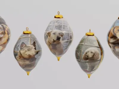 Christmas Pet-dogs-set2 3D model 3D model