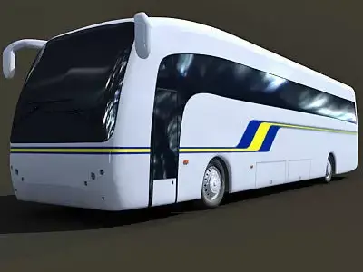 White Striped Bus 7 3D model