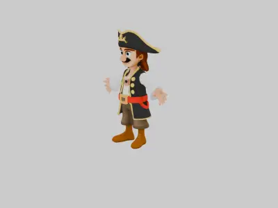 3D Cartoon Pirate Character TPose Game Ready 3D model