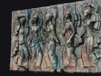 Bas-relief Young Woman Dancers Ceramic Decor Bas Relief Art 3D model