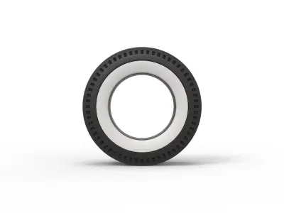 Whitewall rear tire of vintage dragster Version 4 Scale 1 to 25 3D print model