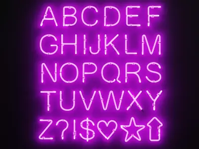 Neon Signs and Alphabet Low-poly 3D model