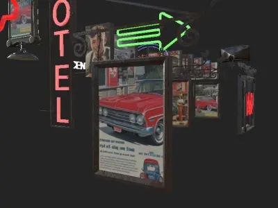 Old School Sign Advertising Pack Low-poly 3D model