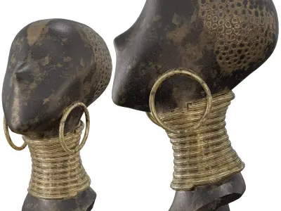 Antique African-Inspired Statue-Tribal Bust 3D Model 3D model