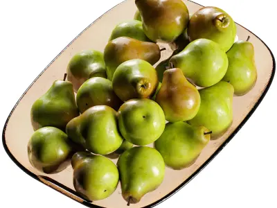 Lunea Glass Tray Centerpiece with Pears 3D model