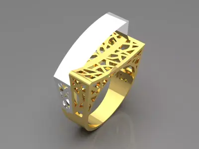 Wide two-tone ring Islamic design model gr0093 3D print model