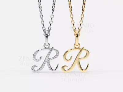 Initial Letter R Alphabet pendant 3D print model