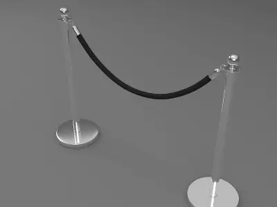 Barriers 3 metal barrier with rope 3D model