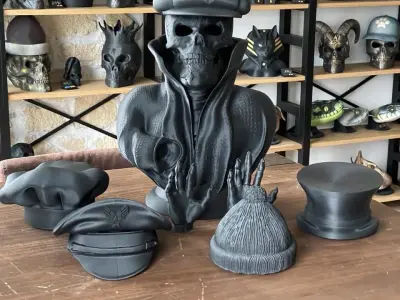 Skull lamp with Irish hat and open eyes 3D print model