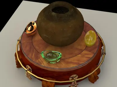 Chinese display stand with pot  3D model purchase