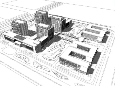 Office Building Industrial Park 3D model