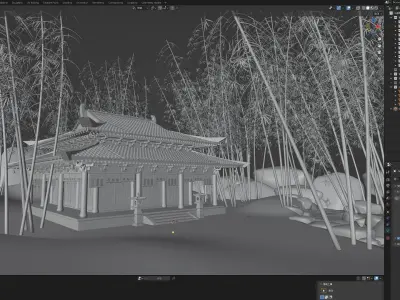 3D The academy in the bamboo forest model 3D model