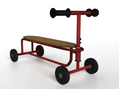 Vintage 4-Wheel Balance Bike 3D model