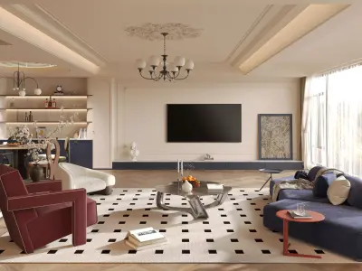 French style living room 3D model