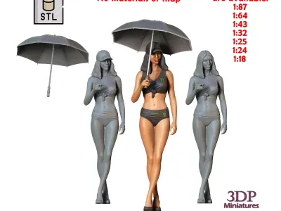 N3 Pit Girl with Umbrella 3D print model