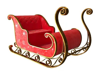 Christmas Santa Claus sleigh best holiday attribute Low-poly 3D model