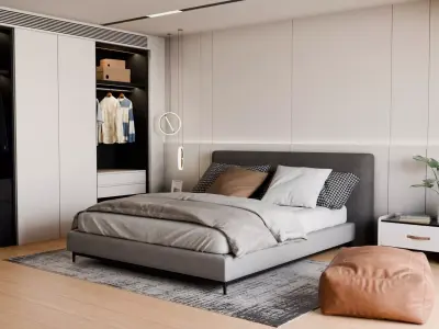 Modern Minimalist Bedroom2  Low-poly 3D model