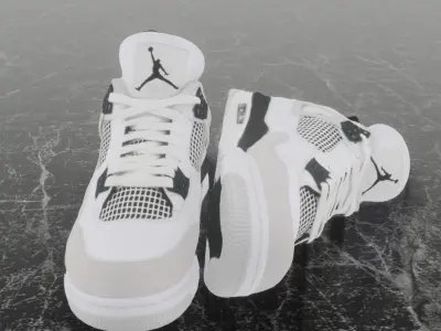 NIKE AIR JORDAN 4 MILITARY BLACK 3D SHOES Low-poly 3D model