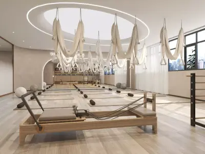 Modern Pilates Studio Interior Scene Low-poly 3D model