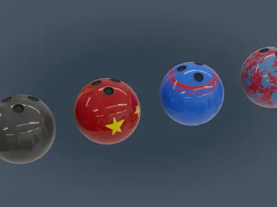 Bowling Set - Low Poly - Game Ready - PBR two pins Low-poly 3D model