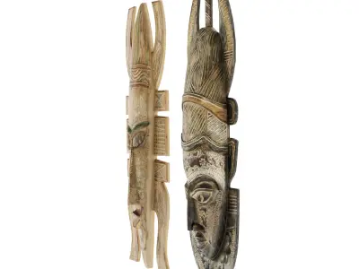 African masks Low-poly 3D model