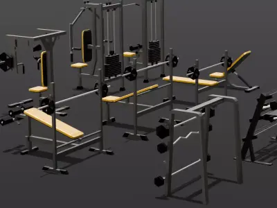 Workout Equipment Pack 3D Model Low-poly 3D model
