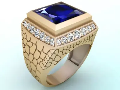 Square stone ring - Snake skin ring - N939 3D print model