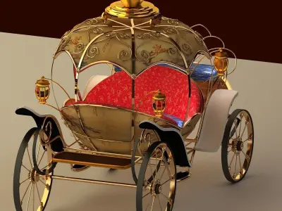 Chinese horse wagon with clock  3D model