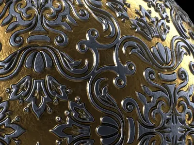 Metal Materials 13- Ornament Metal panels Pbr 4k Seamless 3D model