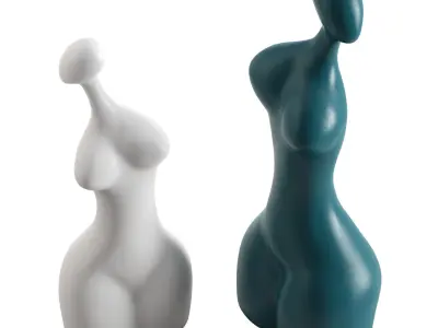 Modern ceramic abstract female statues 3D model
