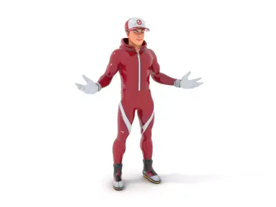Sleek Athletic Male Character in Red Suit Rigged and Animated Low-poly 3D model