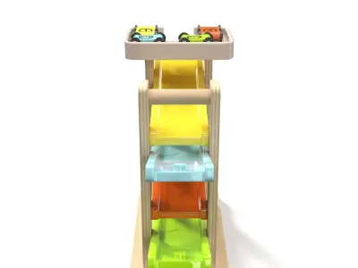 Top Bright Toddler Gifts Wooden Race Track Car Ramp Racer PBR 3D model