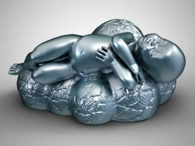 Baby Sleeping On Cloud 3D print model