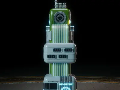 SCIFI ATOMPUNK BUILDING 05 Low-poly 3D model